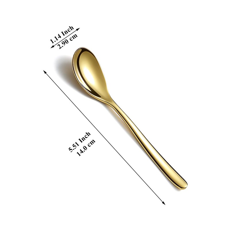 Kyraton Gold Teaspoon, 12 Pieces, 14 cm Stainless Steel Coffee