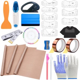 XEUZK Sublimation Shirts Tool Kits, 8 Pack T Shirt Rulers, 2 Pack Teflon Sheets for Heat Press
