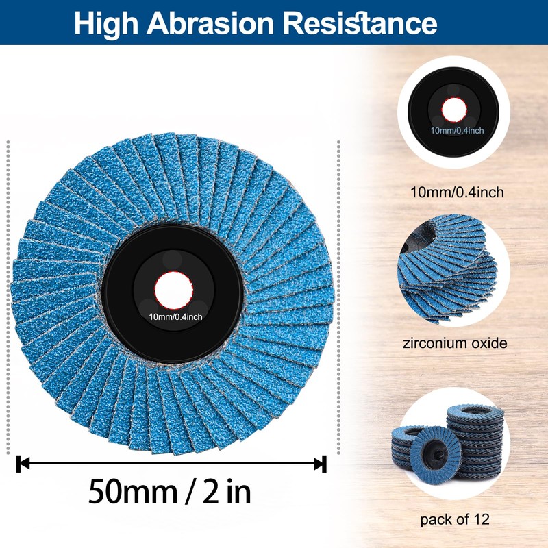 12 Pack Angle Grinder Discs Set, 50mm Flap Discs 40/60/80/120