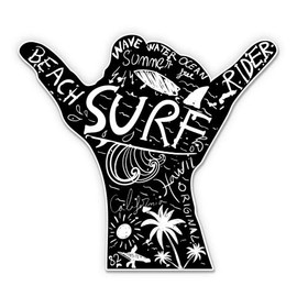 Shaka Surf Sand Ride The Wave - 12" Vinyl Sticker Waterproof Decal