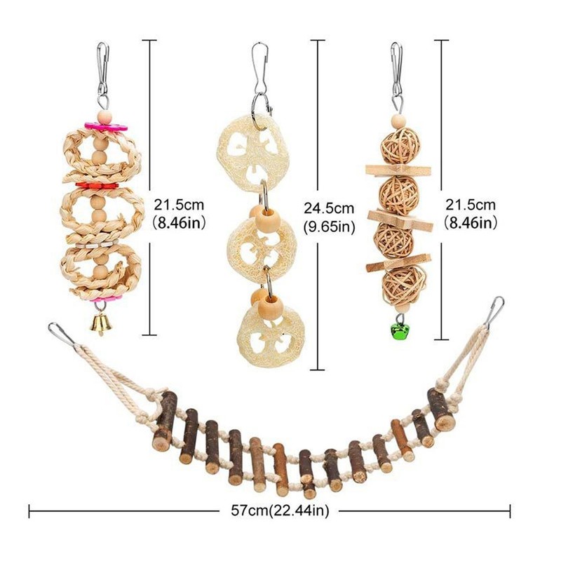 8pcs Parrot Chewing Toy Shredding Foraging Toys Climbing Ladder Cage