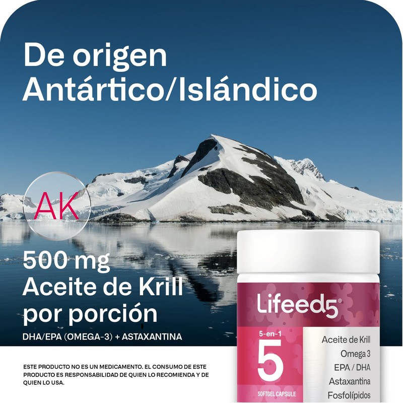 Aceite de Krill Antártico 500 mg con Astaxantina | Omega