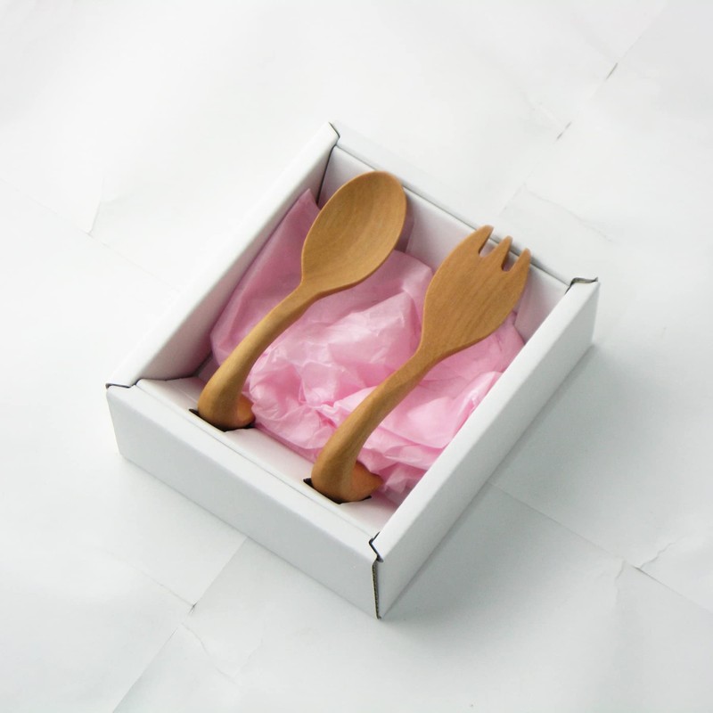 Nagao Sao Tree Baby Spoon Baby Fork Set 3.3" Wooden