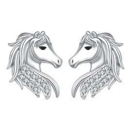 Hifeeled Stud Earrings Women Girls 925 Sterling Silver Animal Pet Earrings Children Original Jewellery for Women Gift, Silver, Cubic Zirconia