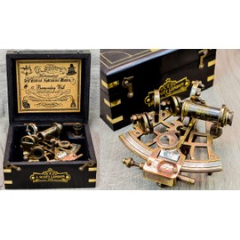 Sailor's Art Antique Brass Nautical Sextant Wooden Box-Navigation Instruments Nautical Sextant -C-1679 J. Scott London Brass Sextant 5" for Mariners Surveyors- Vintage Style