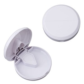 2 x Pill Cutter, Portable 2 in 1 Pill Box Travel Pouch Pill Splitter for Vitamin Support and Calcium Tablets (White)