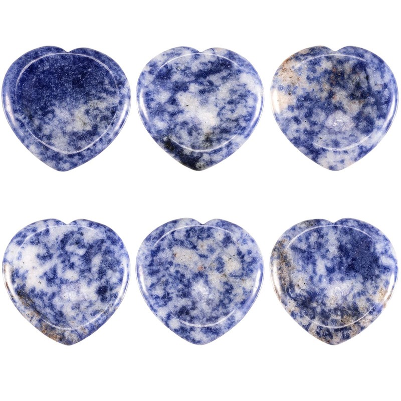 Nupuyai Blue Dot Stone Thumb Stone Worry Stone Heart Gemstone