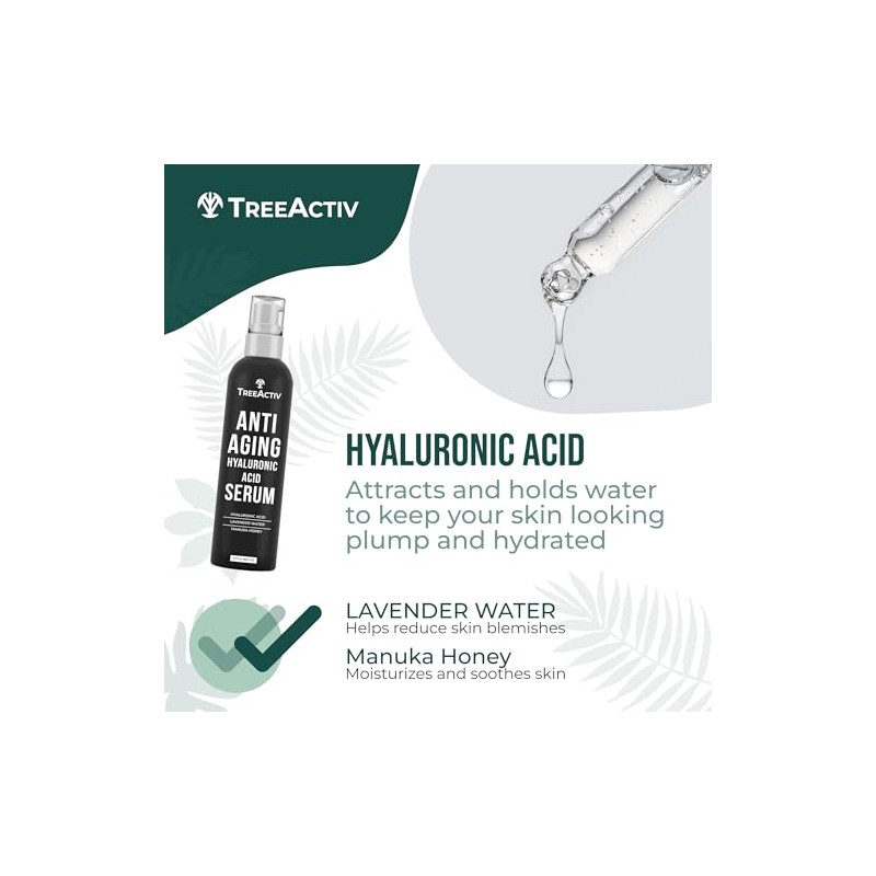 TreeActiv Oil-Free Advanced Skin Repair Serum, Hyaluronic Acid Serum for