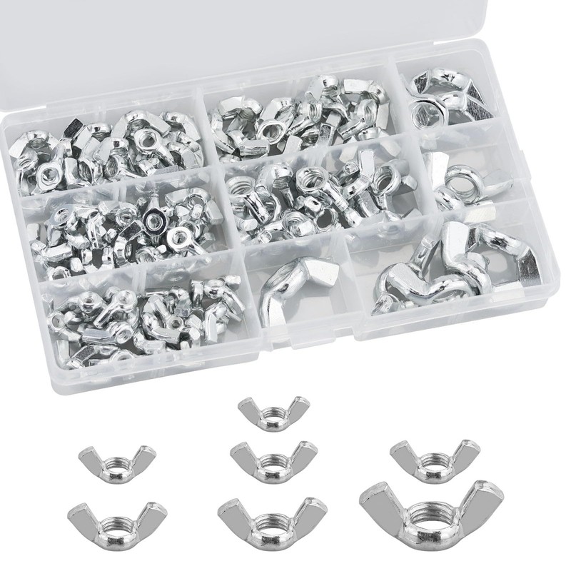 Pack of 100 Wing Nuts Assortment Kit, Stainless Steel Wing