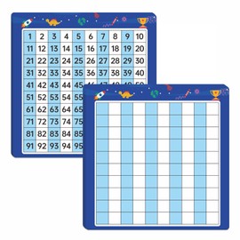 Dinggaogao 10 Packs Math Hundred Boards, Laminated Double Sided Number Chart 1-100 Easy to Write Consecutive Number Counting Chart for Classroom, Homeschool, School Supplies