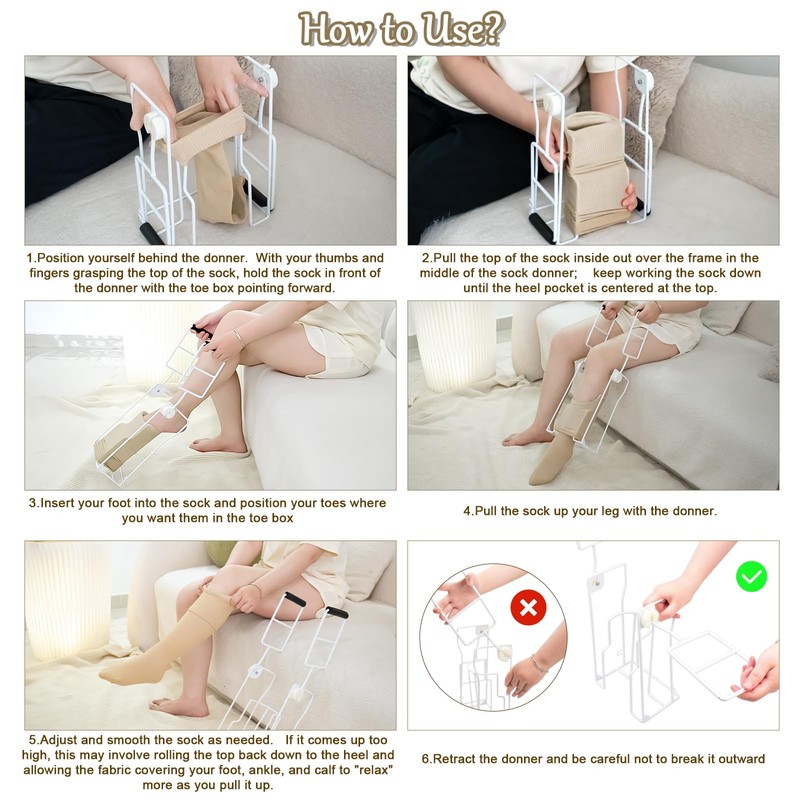 Upgraded Compression Sock Aid Device with Extended Handle, Compression Sock