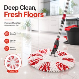 Microfiber Spin Mop Head Replacement for EasyWring Systems – Absorbent Refill Pad for Home Floor Cleaning