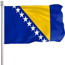 FLGCLUB Bosnia and Herzegovina Flag 3x5 Ft Outdoor, Vibrant Color Fade Resistant Bosnian Flags Polyester Double Stitched, Bosnia Herzegovina National Flag Canvas Header and Brass Grommets