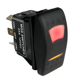 Five Oceans 6-Pin LED (On)-Off-(On) Momentary Rocker Switch, 25A/12V DC - 15A/24V DC, SPST, IP66 Waterproof, UTV, ATV, Marine, and Boat - FO3015