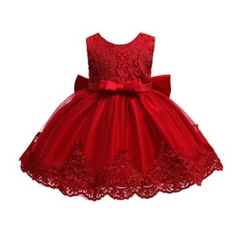 Baby Girls Dress Christening Baptism Party Formal Dress with Headwear