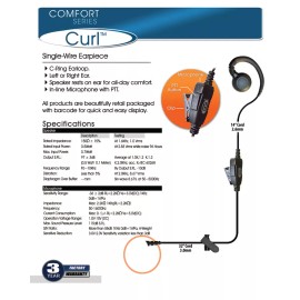 For Vertex OEM® Curl-Y4 Earhook Headset Earpiece Mic for Vertex VX231 VX351 EVX531 Radio