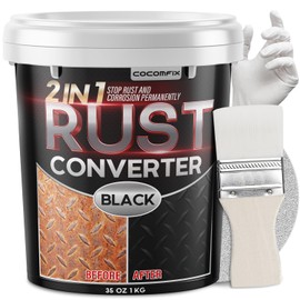 2 in 1 Ultra Rust Converter, 35 oz Car Anti Rust Conversion Paint Converts Rust & Protects Metal Permanently, Heat-Stable Protective Rust Inhibitor for Metal, Rust Encapsulator paint for Trailer, Truck Chassis, Frame, Matte-Black