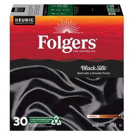 Folgers Black Silk Dark Roast Coffee, Single-Serve K-Cup Pods For Keurig Coffee Makers, 30 Count