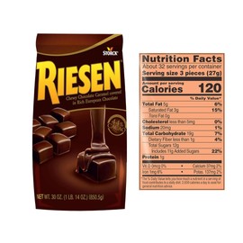 Riesen Chewy European Chocolate Covered Caramel Candies Gift By Lyza's Sweets & Treats (Single, 30 oz. Bag)