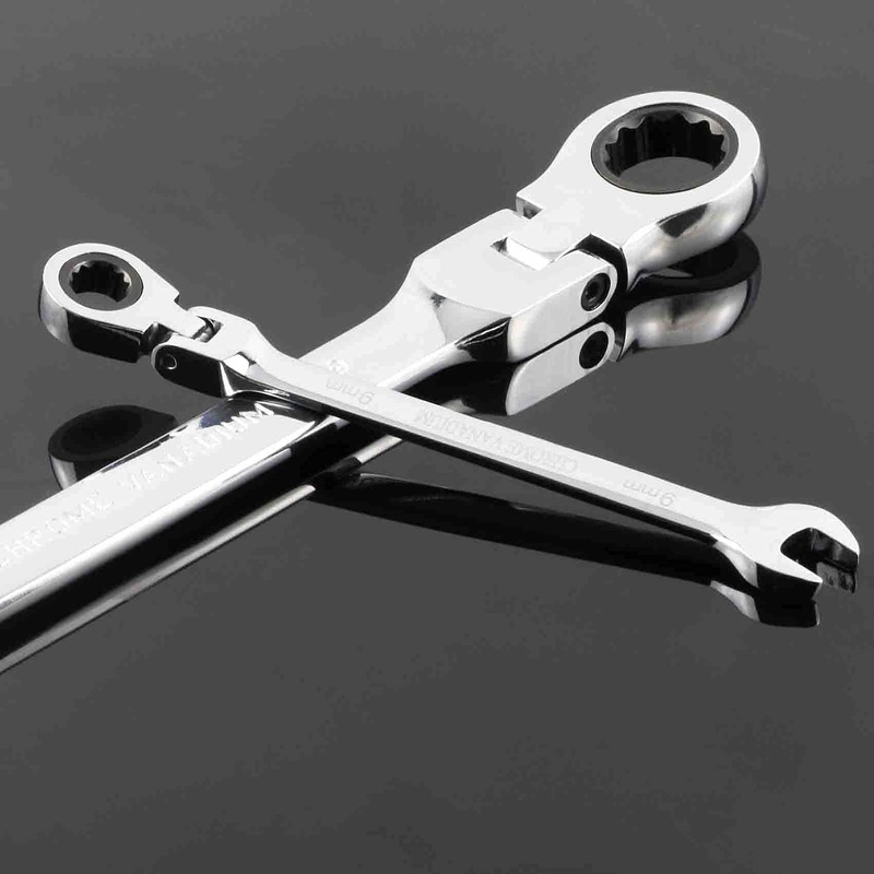 TR TOOLROCK 12pcs Flex Head Ratcheting Wrench Set- 8-19mm Metric