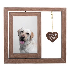 Pet Memorial Gifts for Dogs Rotating Wooden Photo Frame,suitable for 4″ x 6″ Photos Cat Memorial Gifts for Loss of Cat Dog Remembrance Gift Loss of Dog Sympathy (brown)