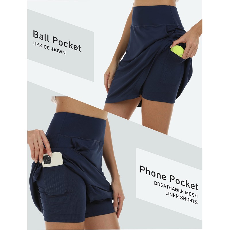 MoFiz Women's Sporty Tennis Skirt with Shorts Pockets Summer Skirt