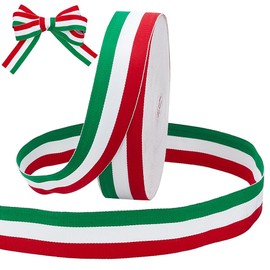 PH PandaHall 4cm Red White and Green Ribbon 45.7m Tricolour Decorative Ribbon Italian Flag Patriotic Ribbon Christmas Stripes Ribbon for Gift Packing Party Christmas Holiday Decoration
