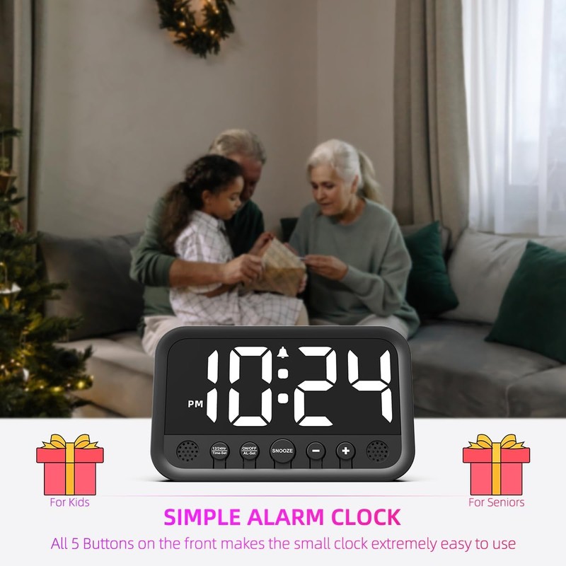 Jisile Digital Alarm Clock with Large Numbers, Digital Alarm Clock
