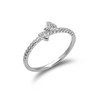 Sterling Silver 1mm Ring with CZ Crystal Bow - UK