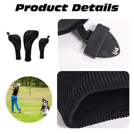 Golf Club Head Covers, Pack of 3 Golf Driver Wood Head Club Covers Equipment Pole Protective Sleeve, Golf Putter Head Protectors