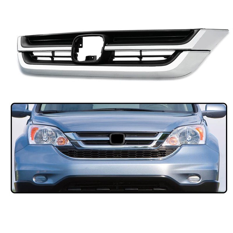 CNNELL Front Upper Honeycomb Grill Grille Chrome and Black Compatible
