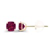 Solid 14K Yellow Gold 4mm Cushion Created Red Ruby July