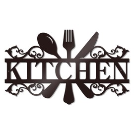 KOYILTD Metal Kitchen Wall Art Rustic Kitchen Sign Decor Farmhouse Kitchen Decoration for Wall Black Metal Decor for Dining Room (13.4x8.1 in)
