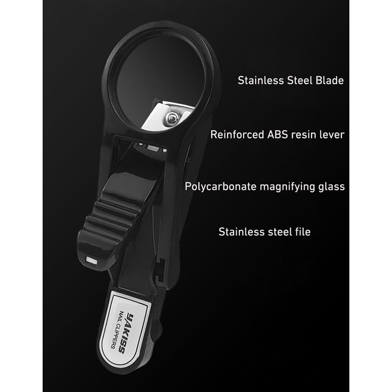 Spacmirrors Extra Large Nail Clipper with Magnifying Glass in Silver,