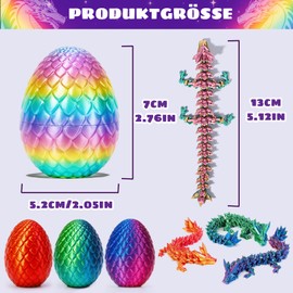 EBEAKA 4er Set Kristall Drachenei mit 3D-Drache - Bewegliche Drachenfiguren im Ei (13cm), Eco-Spielzeug für Kinder, Geschenk zu Weihnachten/Geburtstag - Drachenzähmen Leicht Gemacht Stil