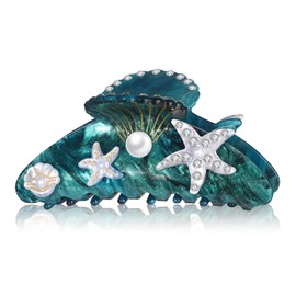Starfish Hair Clips, Women's Starfish Hair Clip, Large Hair Clip, Non-Slip Hair Clip, Starfish Hair Clip, Summer Beach Starfish Hair Clip (Blue)