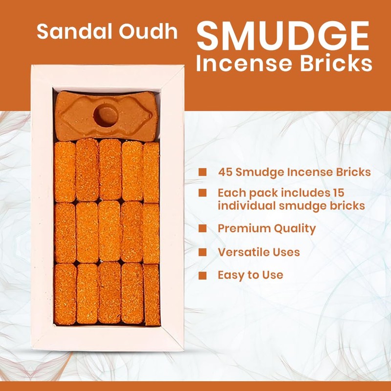 ISHOM Smudge Incense Bricks 45 Pack Combo - Palo Santo,