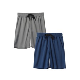 DaniChins Boys Loose Athletic Moisture Wicking Shorts Performance Mesh Shorts, Navy/Dk.Grey, 5