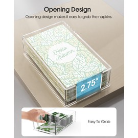 MaxGear Acrylic Guest Towel Napkin Holder, Clear Rectangle Tabletop Disposable Paper Hand Towels Tray for Bathroom, Kitchen, Parties, Weddings, Events, Dinner, Hotel, 8 x 4.5 inches