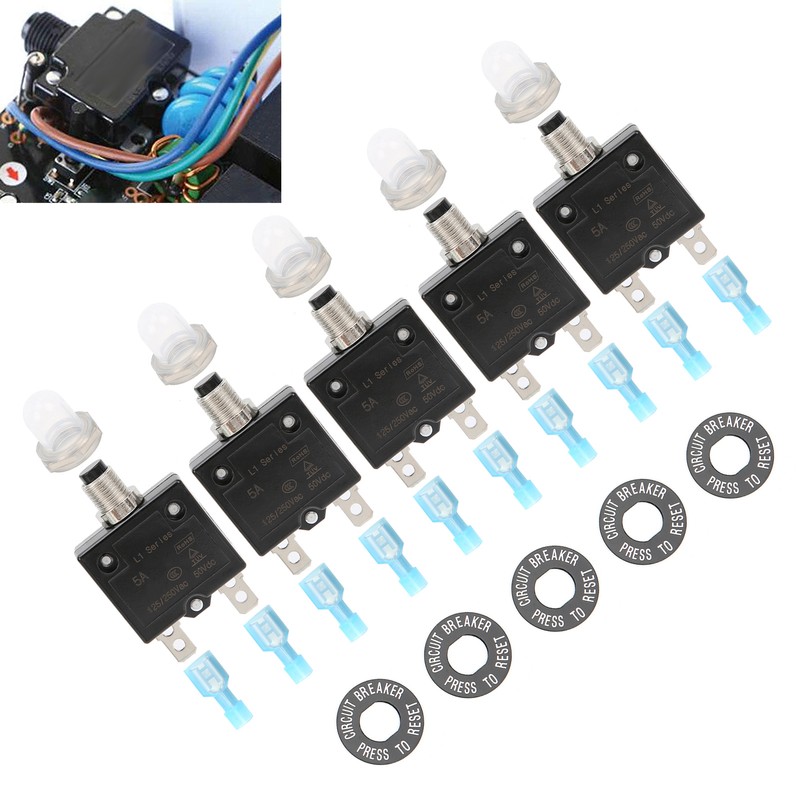5A Thermal Circuit Breaker with Quick Connect Terminals Waterproof Cap