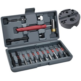 W WIREGEAR Pin Punch Set, Steel Roll Pin Punch Set, Punch Tool, Pin Punches with Replaceable Face Hammer, Made of Solid Material, Mechanical Repair Tool with Bench Block