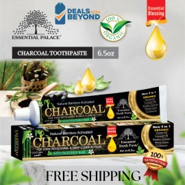 Essential Palace 12 Pack Bamboo CHARCOAL Toothpaste By Essential Palace 5 in 1 100% Fluoride Free