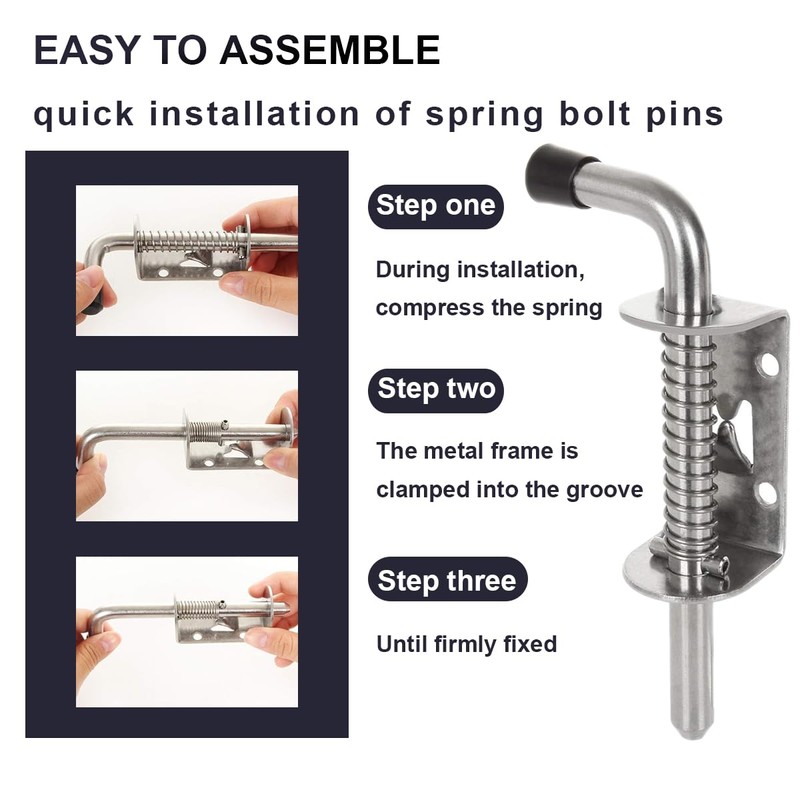 WYIPOLZI 5 Inch/128mm Spring Latch Pin Stainless Steel Barrel Bolt