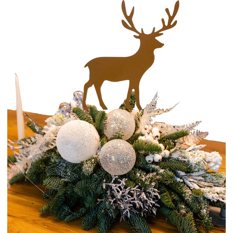 KRONLY Set of 2 Reindeer Rust Stakes Metal 32 cm