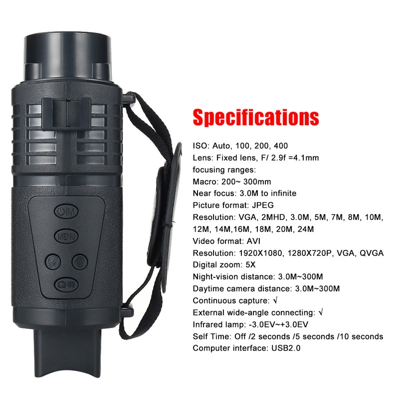 Portable Monocular Night-Visions Device Day Night Use Photo Video Playback