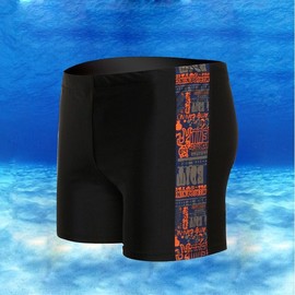 a246 Men's Plus Size Printed Black Comfortable Boxer Swim Trunks Spa 4XL / Random Label Color 10ea