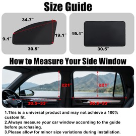 XCBYT Car Window Shades - 4 Pcs Car Privacy Curtains - 100% Block Light Car Window Covers - Magnetic Side Window Sun Shade Keeps Cooler for Breastfeeding, Taking a nap, Changing Clothes, Camping