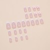 24Pcs Pink Press on Nails Medium Square White French Fake