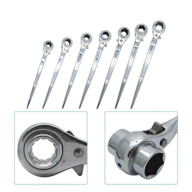 19-24mm Scaffold Spanner Ratcheting Socket Wrench Flat Satin Cr-v Ratchet