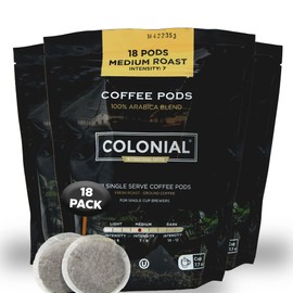 Soft Coffee Pods for Single Serve Brewers, 1 Cup Use, Medium Roast, Arabica Gourmet Blend, 3 Count (Pack of 18) Triple Pack